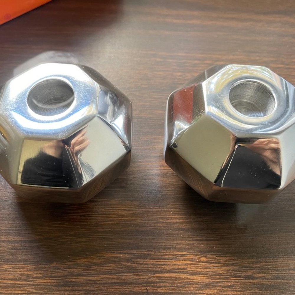 Nima Oberoi Lunares Orb Candlestick Holders Set of 2 NIB